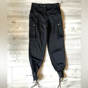 Revamped Black Pants with Lace-Up Detail at the ankle in size small